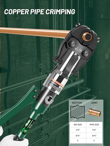 Copper Pipe Crimping Tool with 1/2", 3/4", and 1" Jaws J556