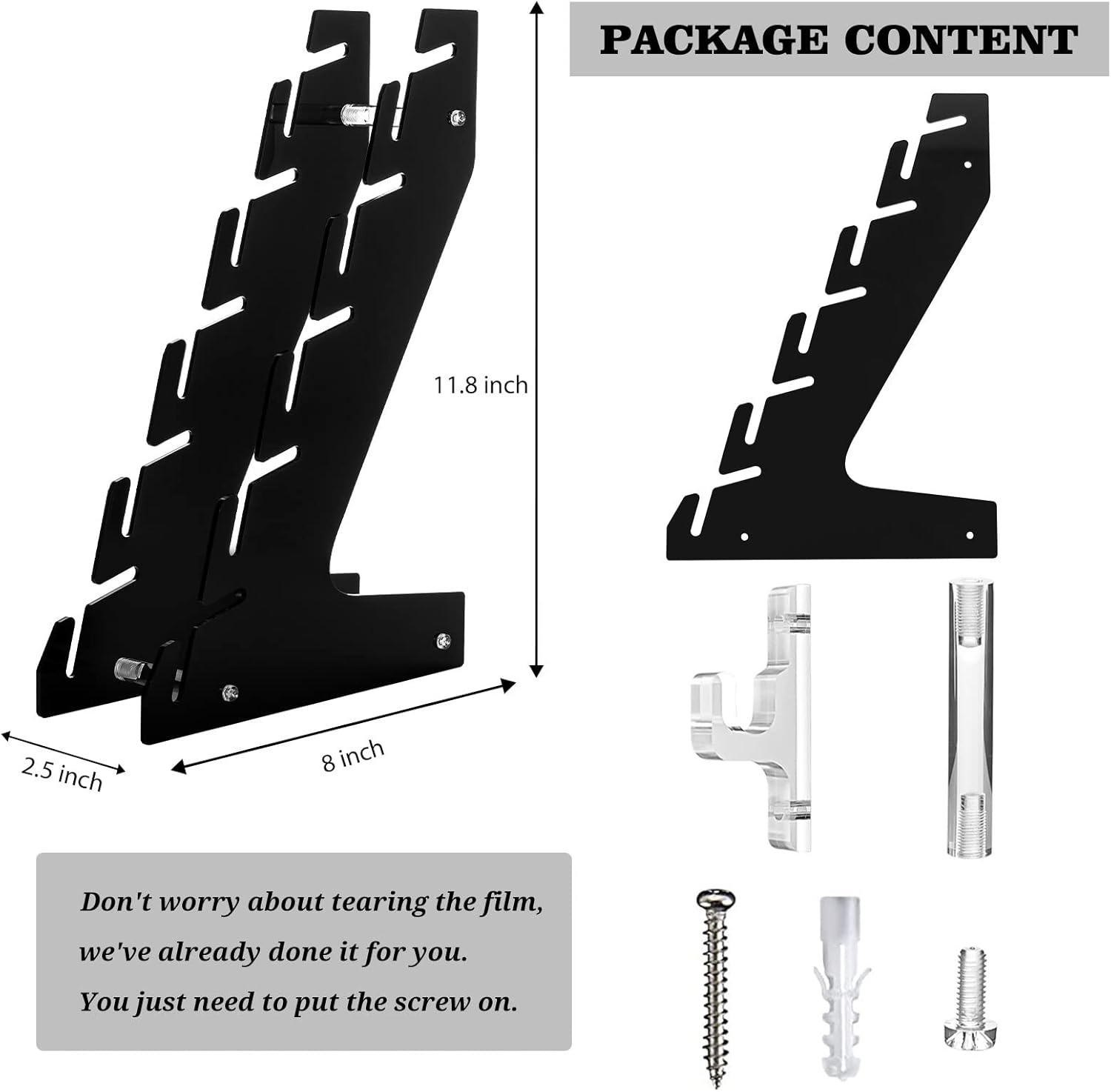 Acrylic Hat Racks for Baseball Caps, Wall Mount or Stand Up, Set of 2 G487030