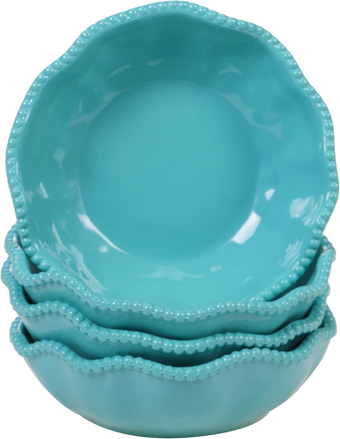 Certified International Teal Perlette Melamine 7.5" All Purpose Bowls, Set of 4