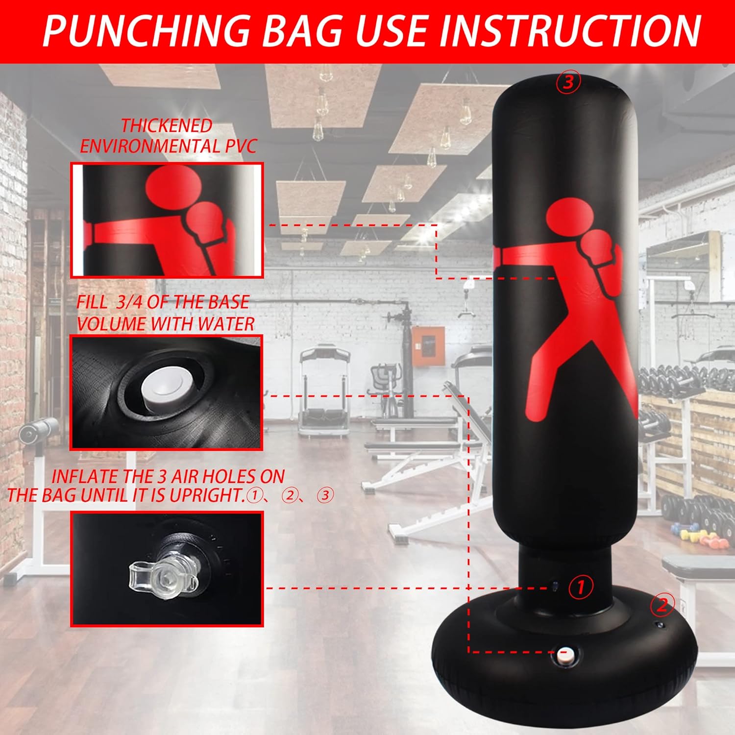 Freestanding Inflatable Punching Bag for Adults MMA Kickboxing Training N604