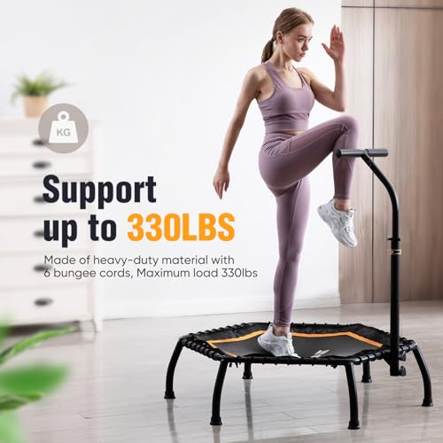 Silent Mini Fitness Trampoline for Adults, Indoor Cardio Rebounder, 330 lbs Max Limit N8055