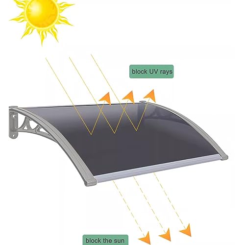 Front Door Canopy Window Awning with Polycarbonate Cover and White Bracket V6214