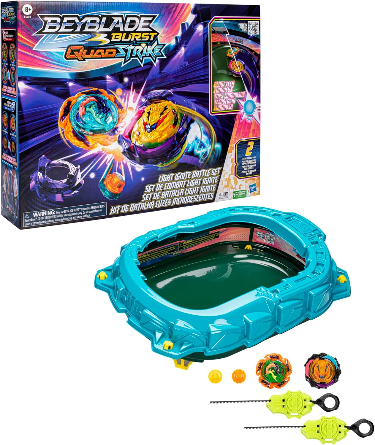 Spinning Tops Battle Set with Stadium and 2 Launchers, Toys for Ages 8 and Up E1571