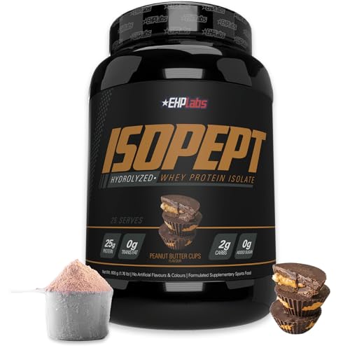 IsoPept Hydrolyzed Whey Protein Powder by EHPlabs - 100% Whey Protein Isolate & Hydrolysate, 27g of Protein, Non-GMO, Gluten Free, Fast Absorbing, Easy Digesting, 27 Serves (Strawberry Milkshake)