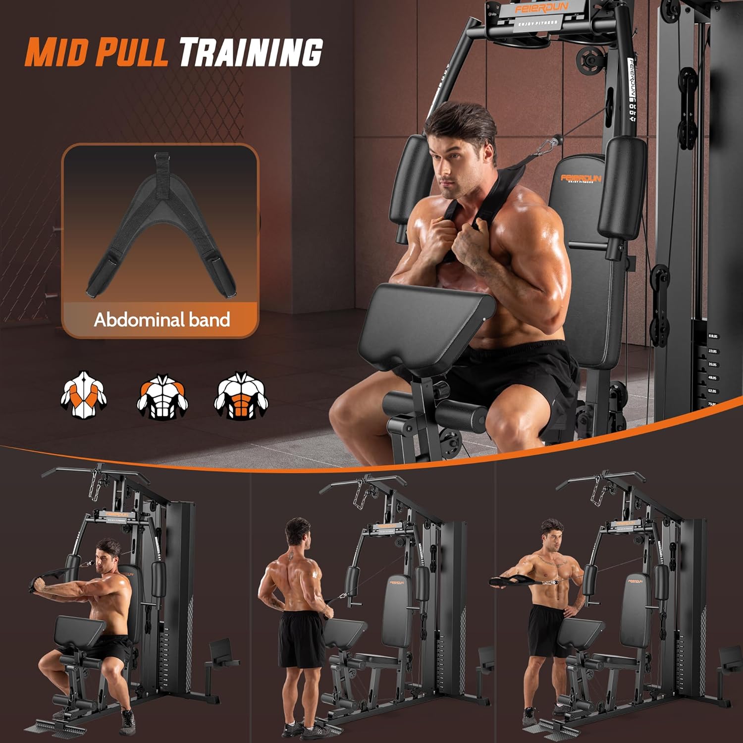 Home Gym Equipment with 154LBS Weight Stack for Leg Press, Lat Pull Down, Chest Presses Z65654