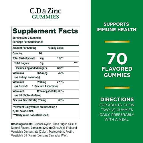 Immune Support Gummies with Vitamin C, D & Zinc, Citrus Berry, 70 Ct S627429