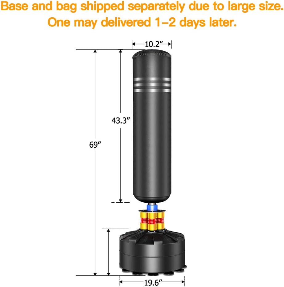 Freestanding Punching Bag with Suction Cup Stand for Home Gym Boxing Training, 69" Y54071