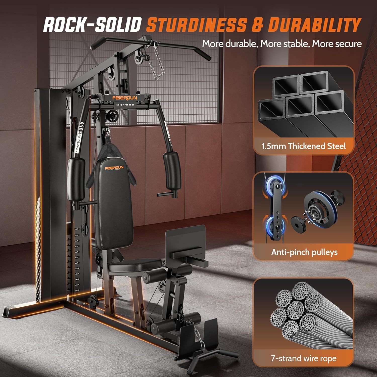Home Gym Equipment with 154LBS Weight Stack for Leg Press, Lat Pull Down, Chest Presses Z65654