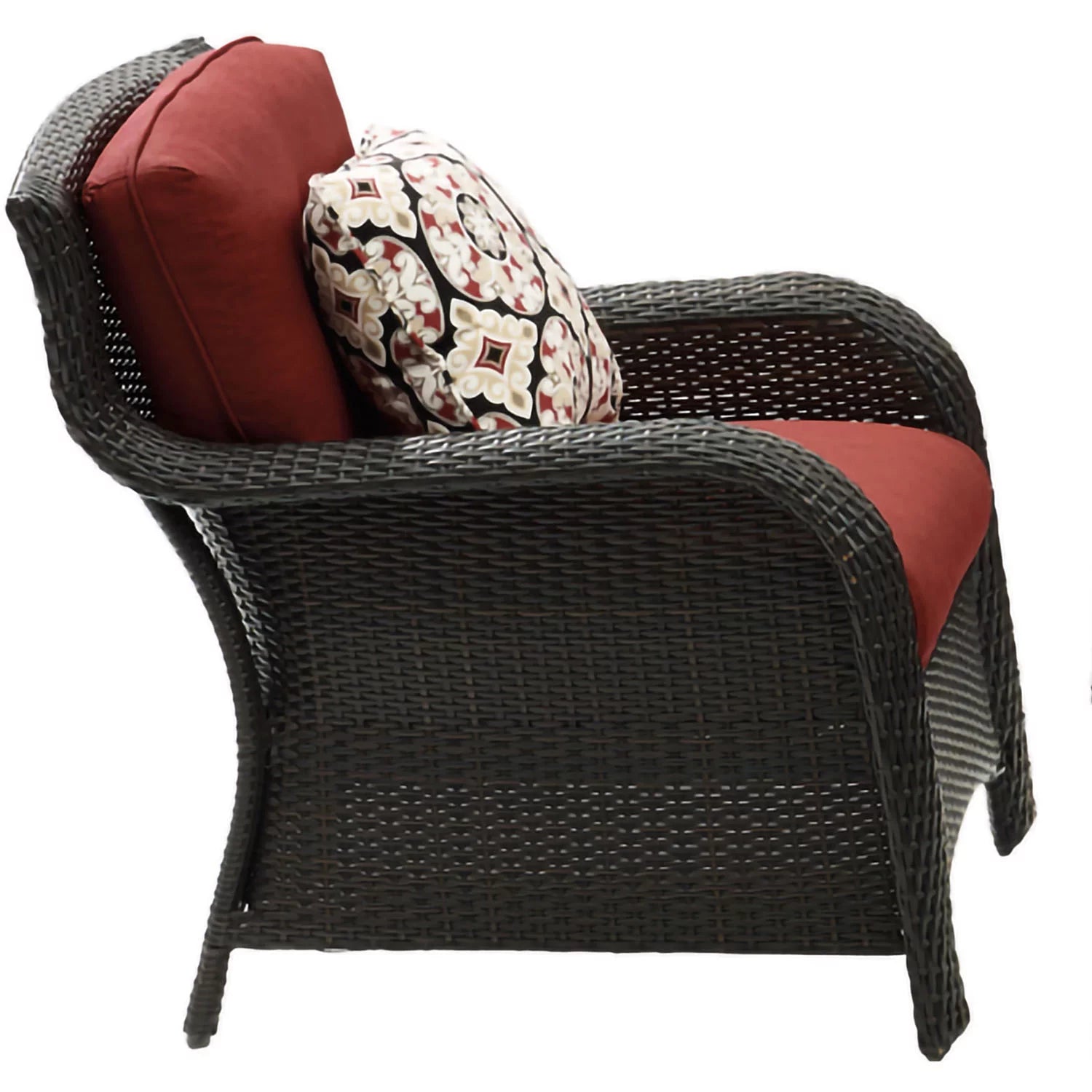 6-Piece Wicker Outdoor Conversation Set, Crimson Red P9795