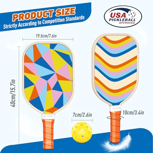 Wood Pickleball Paddle Set of 4 with Balls and Carry Bag H703