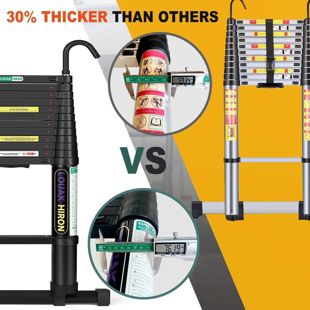 Telescoping Ladder 15 FT Aluminum Extension Folding Ladder with Hooks Q182