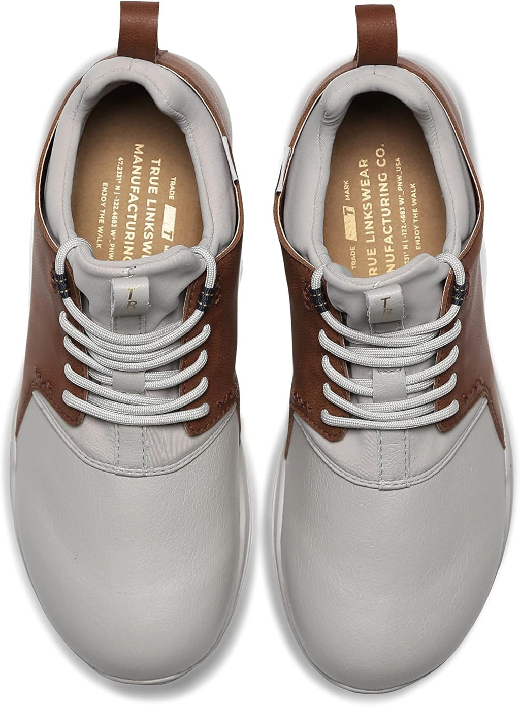 Men's Golf Shoes, Soft White/Brown, Size 9 I97251