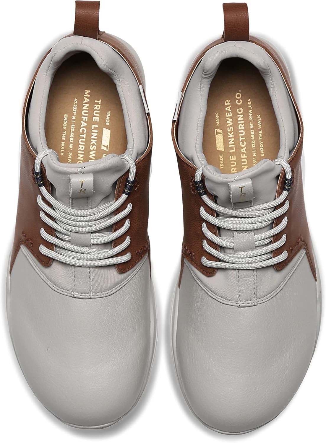 Men's Golf Shoes, Soft White/Brown, Size 9 I97251
