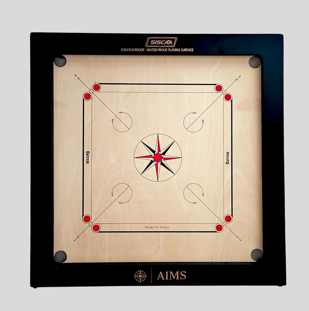 AIMS/Siscaa Deluxe - Full Size Carrom Board with Striker and Coins