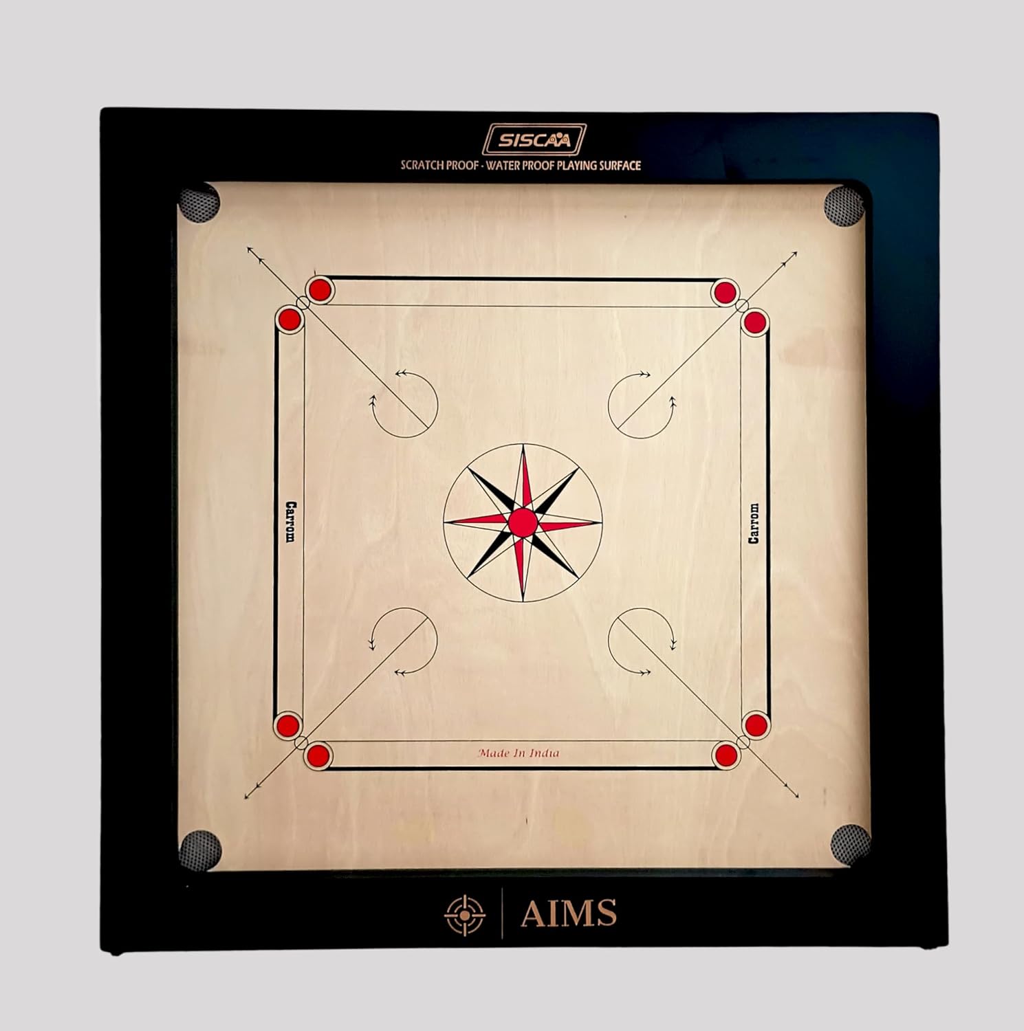AIMS/Siscaa Deluxe - Full Size Carrom Board with Striker and Coins