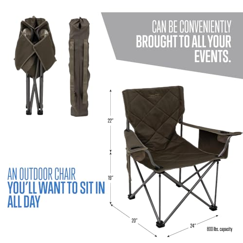 King Kong Camping Chair with Mesh Cup Holder and Pocket, Foldable Steel Frame C707598