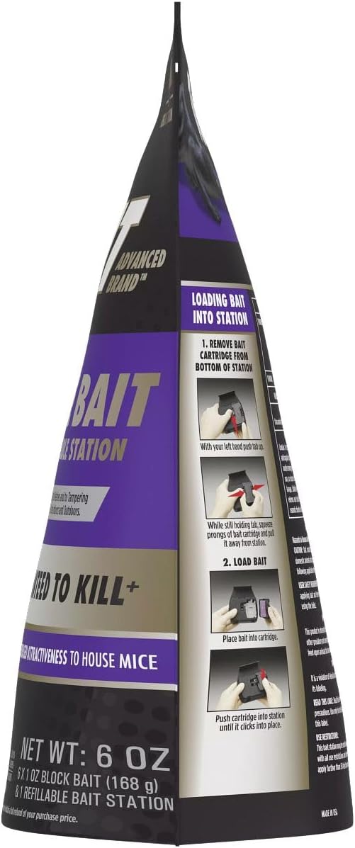 Mouse Bait Station with Refillable Poison Blocks, Indoor and Outdoor F612