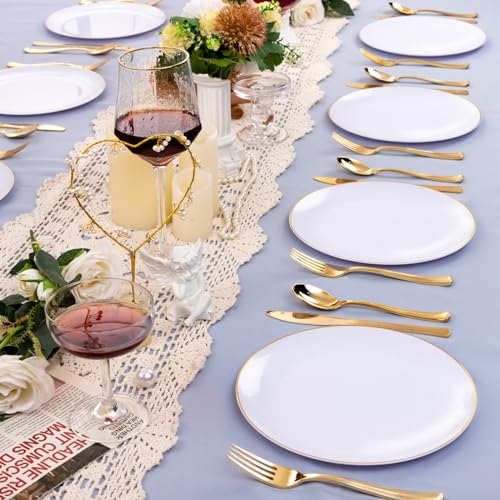 Gold Plastic Plates 9 Inch Disposable Dinner Plates for Party K678148