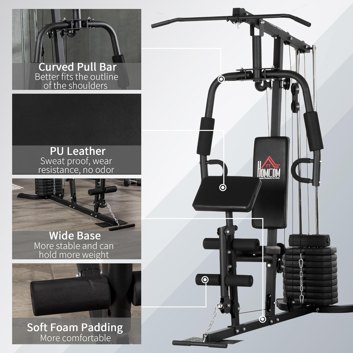 Home Gym System, Multifunction Workout Station with 100Lbs Weight Stack P536