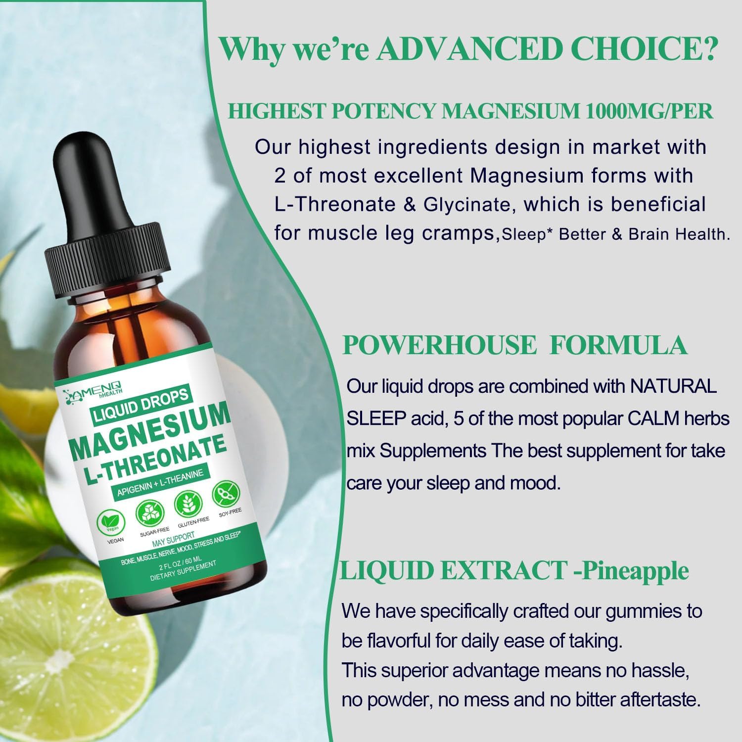 Magnesium L-Threonate Liquid with Apigenin, Theanine, and Lemon Balm G4885