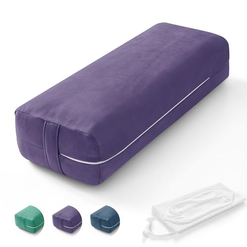 Yoga Bolster Pillow for Restorative Yoga - Rectangular Yoga Bolster - Yoga Meditation Pillow with Washable Suede Cover, 27"X10" X5.5"