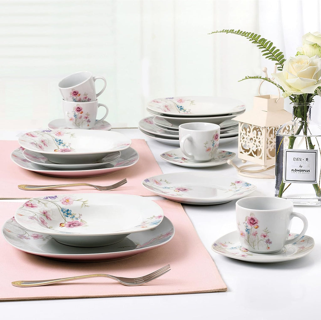 Porcelain 20 Piece Square Dinnerware Set for 4, White U568950