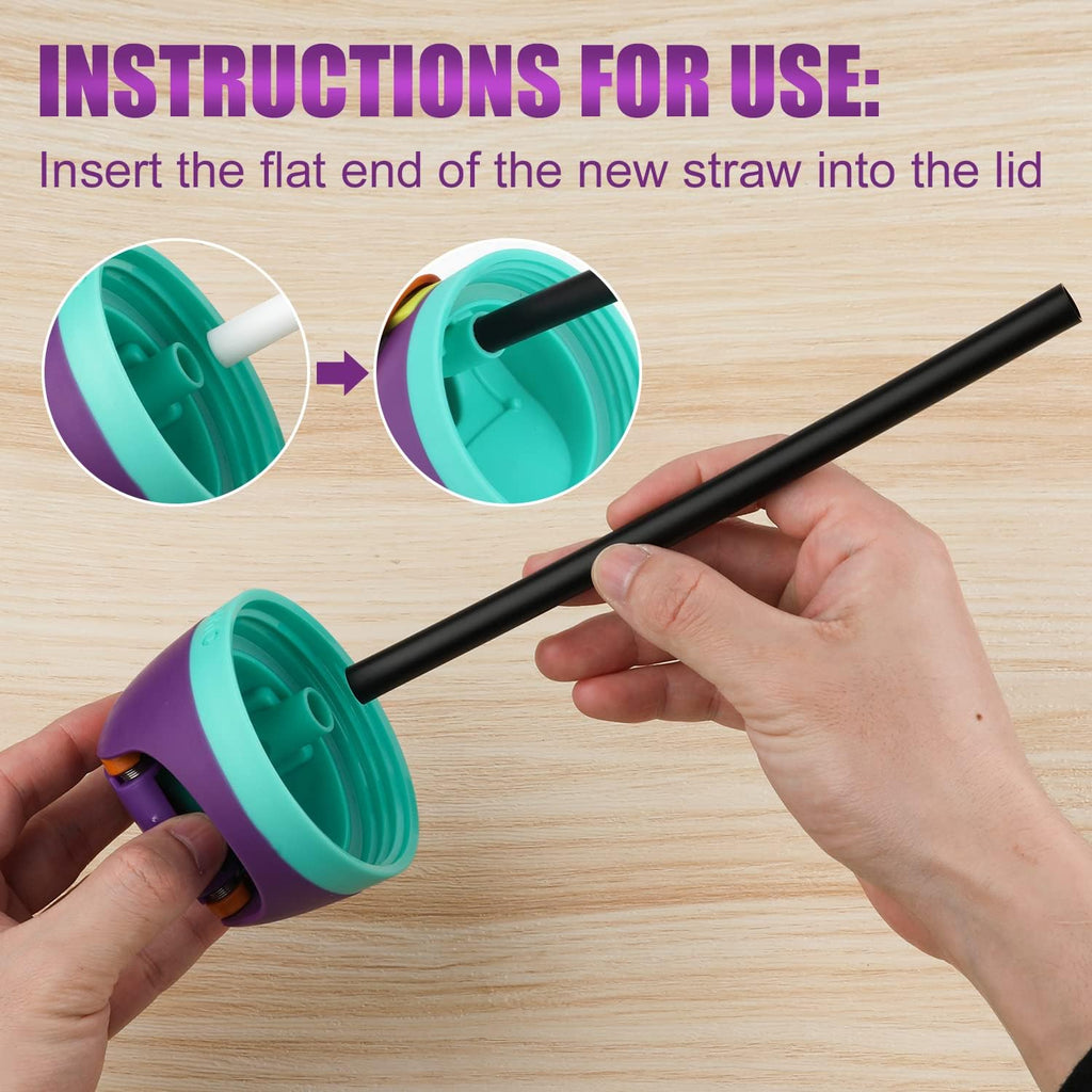 Replacement Straws for 24oz Water Bottle, 6pcs Reusable Plastic with Cleaning Brush S9912