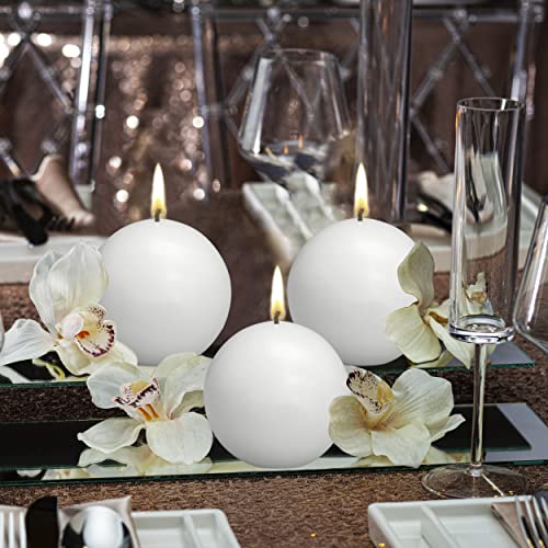 White Ball Candles 2.75 Inches Unscented Dripless Smokeless Set E781787