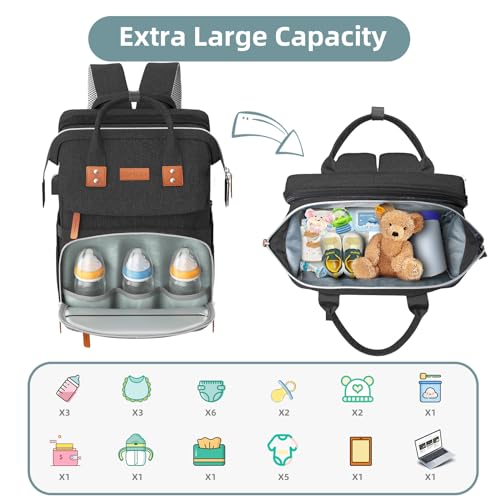 Diaper Bag Backpack with Changing Station, Black K21063