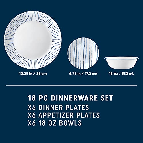 18-Piece Dinnerware Set for 6, Triple Layer Glass, Chip Resistant, Lightweight Z5577