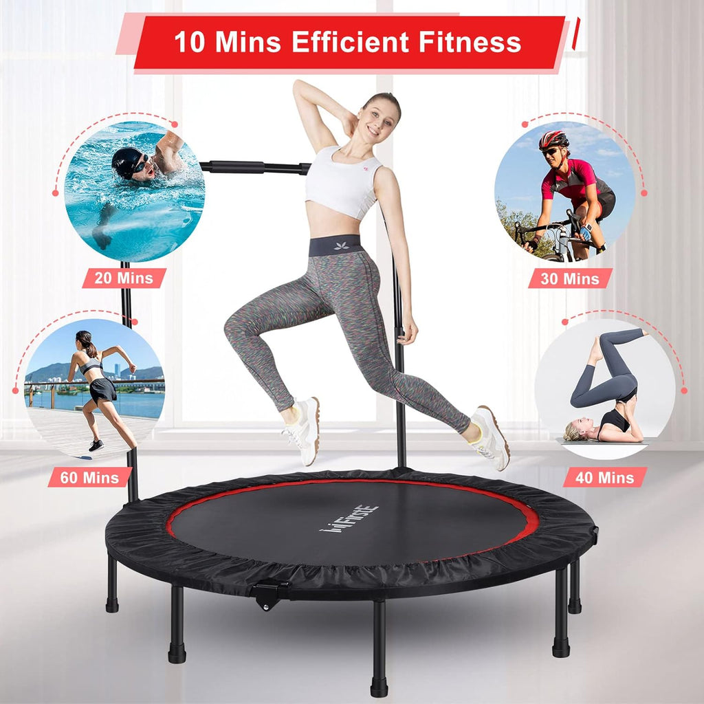 Mini Fitness Trampoline for Adults, Foldable with Adjustable Foam Handle L1844