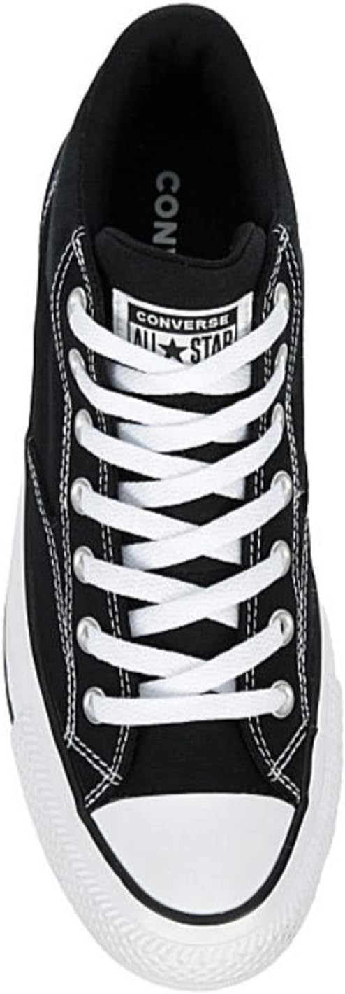 Mid High Canvas Sneaker with Lace-up Closure, Black White H9083
