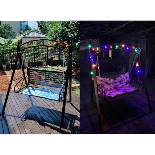 Metal Patio Porch Swing with A-Frame Stand and Adjustable Chains Q331
