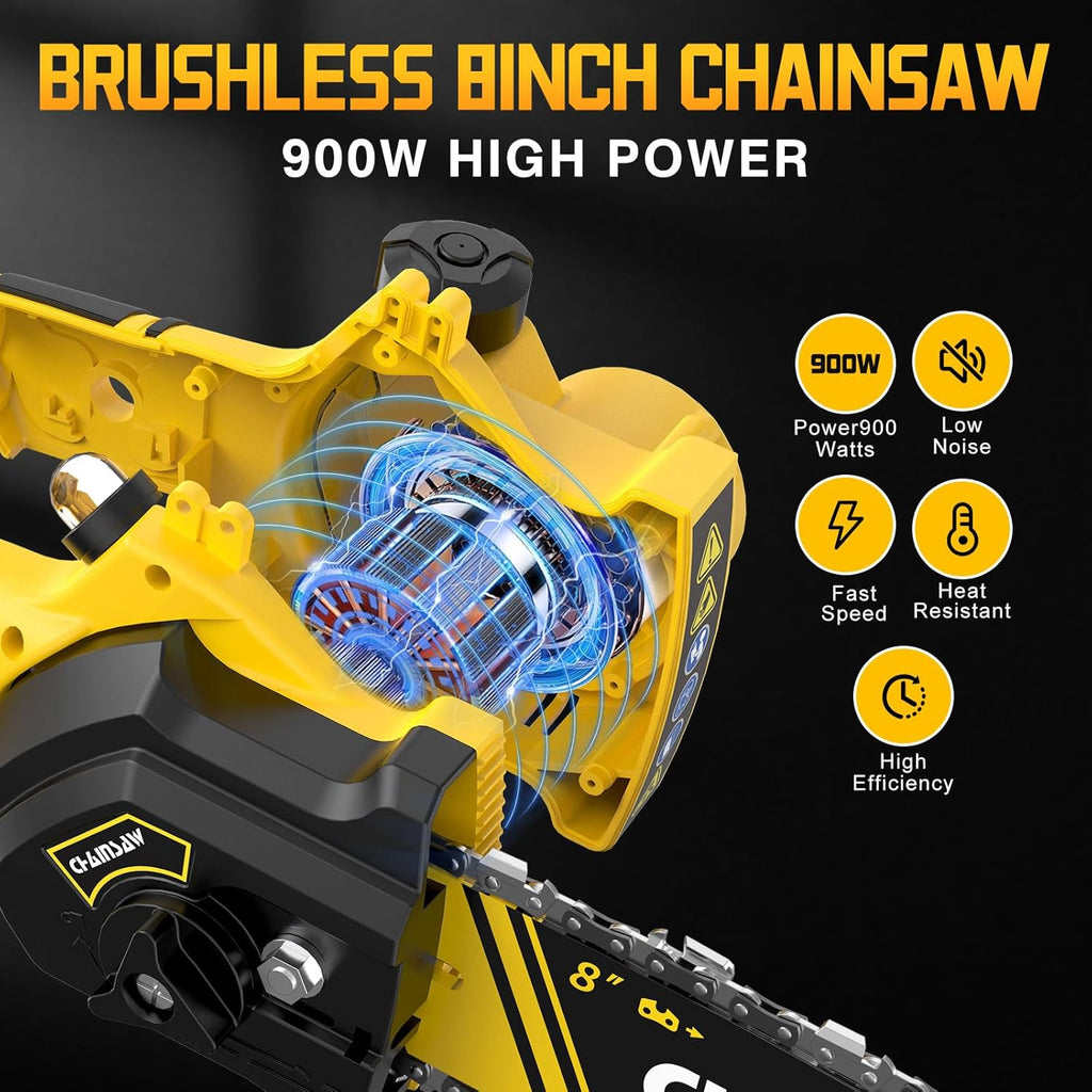 Mini Chainsaw 8 Inch Cordless for Wood Cutting and Tree Trimming G1751