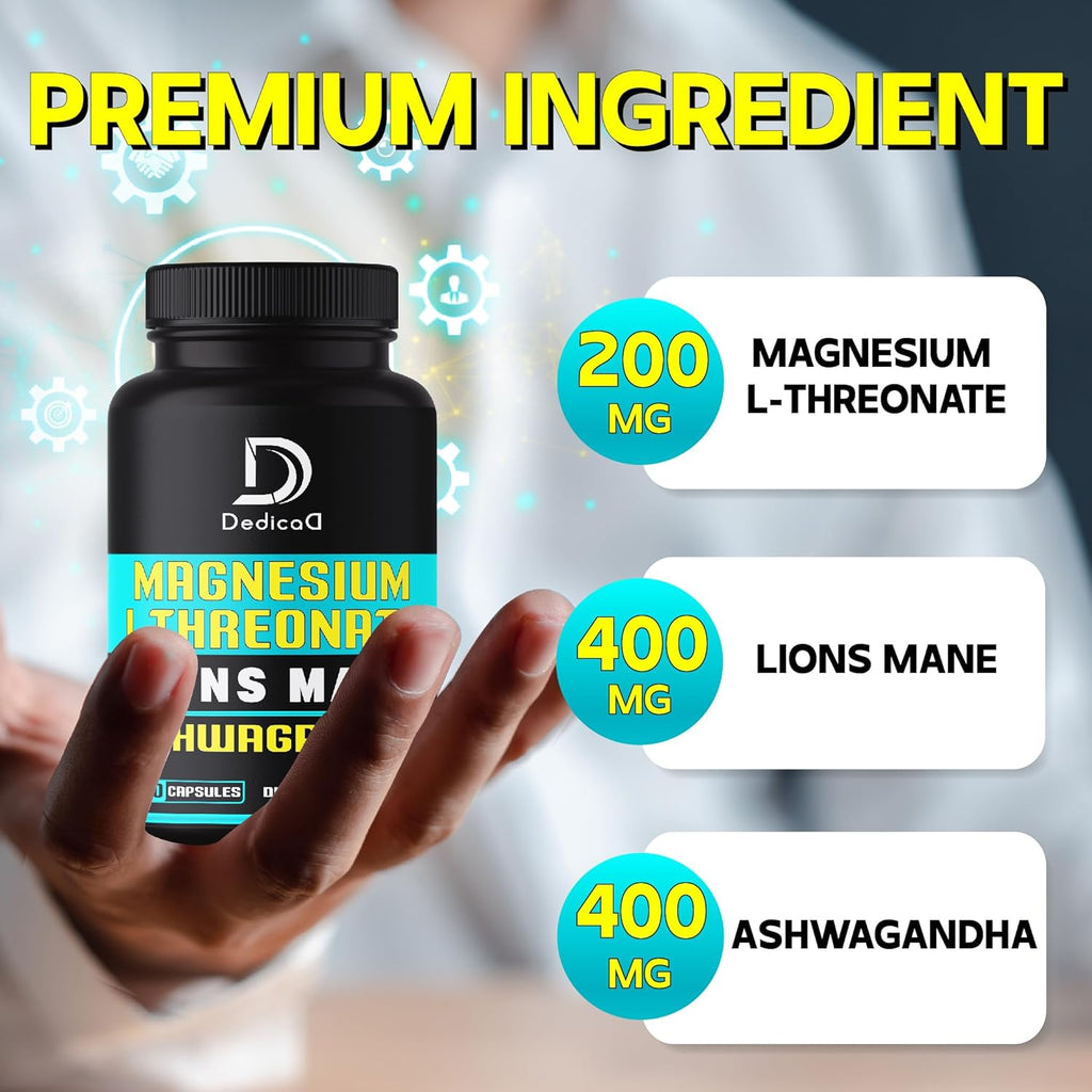 Magnesium L-Threonate Capsules with Lion's Mane & Ashwagandha, 210 Count K13159