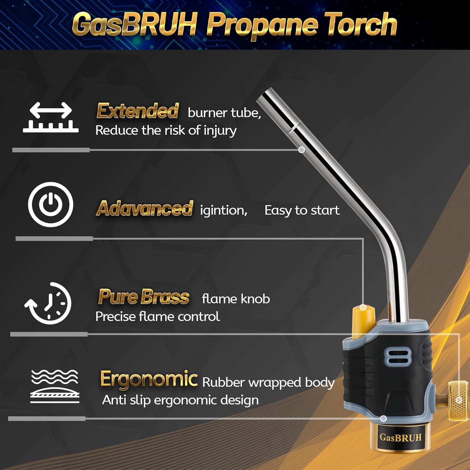 Propane Torch Head with Self Ignition, Trigger Start, Welding Torch Kit A9921