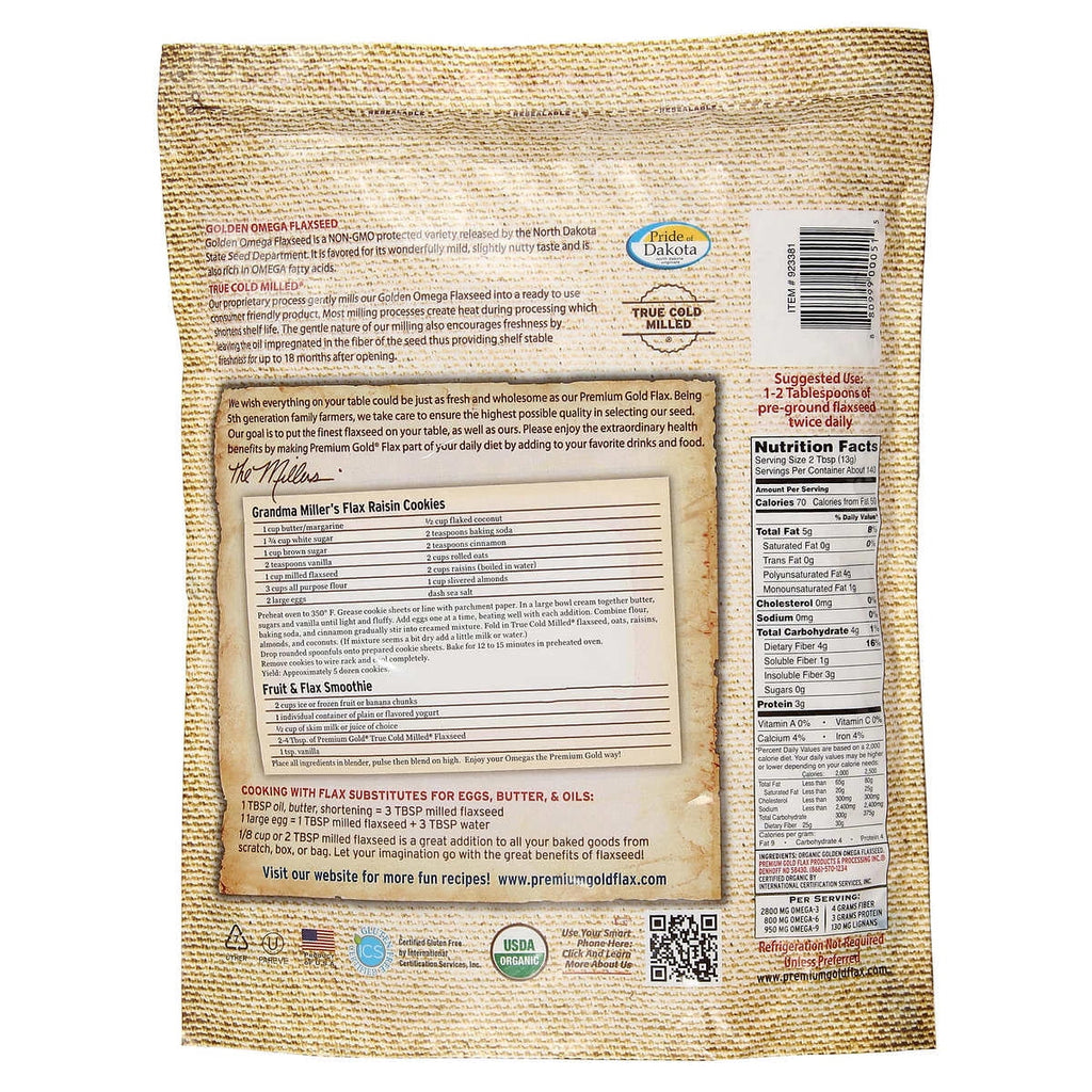 Organic Golden Omega Medium Ground Flaxseed, 4lb. Q438060