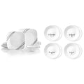 Corelle Vitrelle 18-Piece Service for 6 Dinnerware Set, Timber Shadows & Vitrelle 1-Qt Serving Bowl 2-Pack, Large Serving Bowl, Triple Layer Glass, White