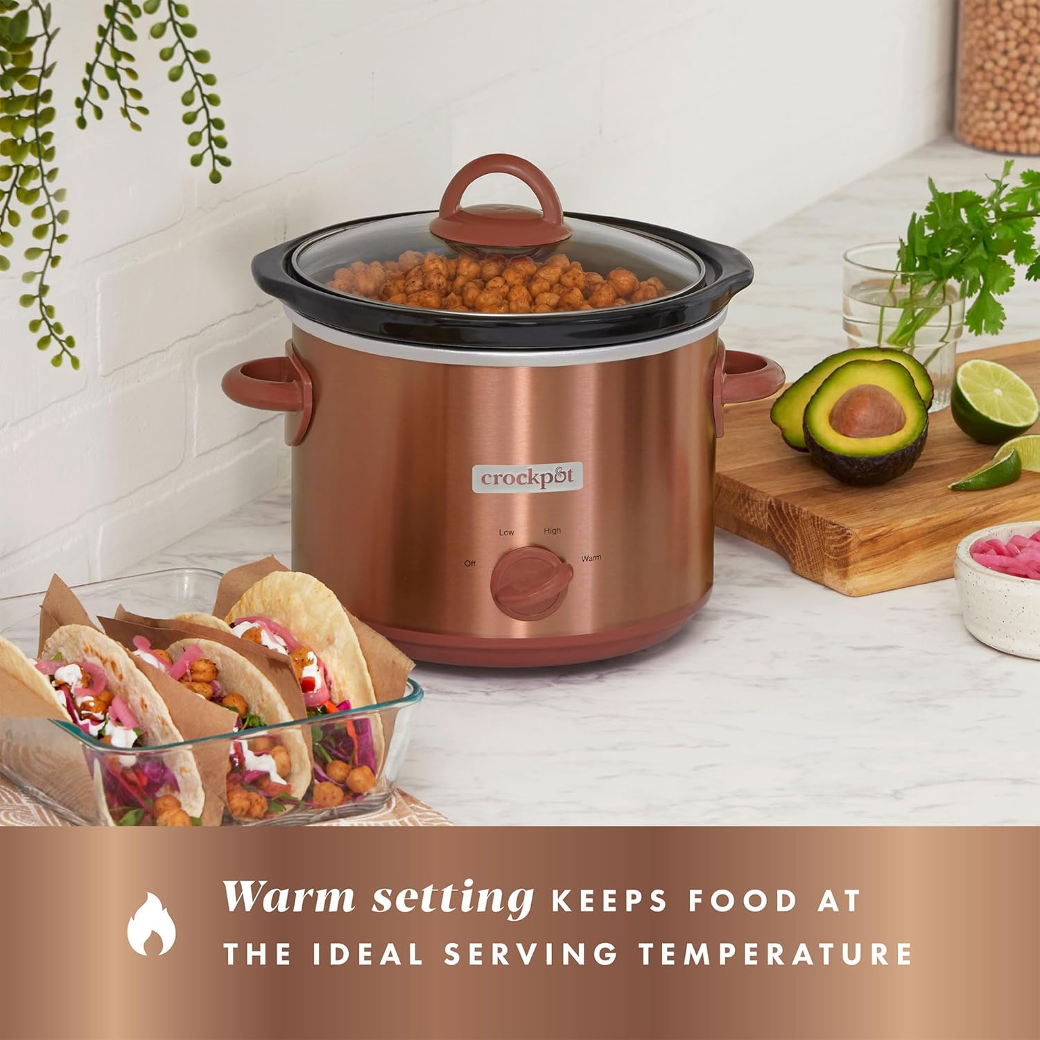 3 Quart Manual Slow Cooker with 3 Heat Settings, Removable Stoneware Bowl H9713