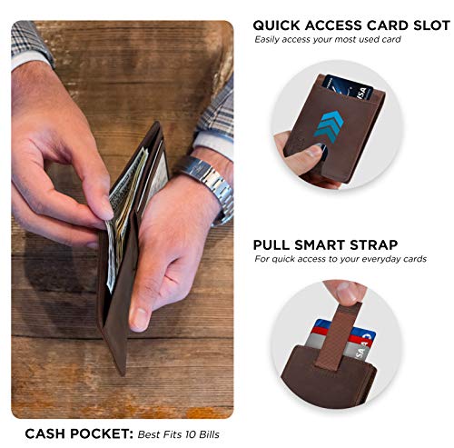 RFID Blocking Slim Bifold Genuine Leather Front Pocket Wallet for Men A690612