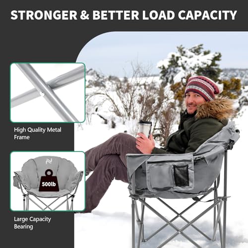 Heated Folding Camping Chair for Outdoor Sports, Portable for Adults, Supports 500 Lbs C42812