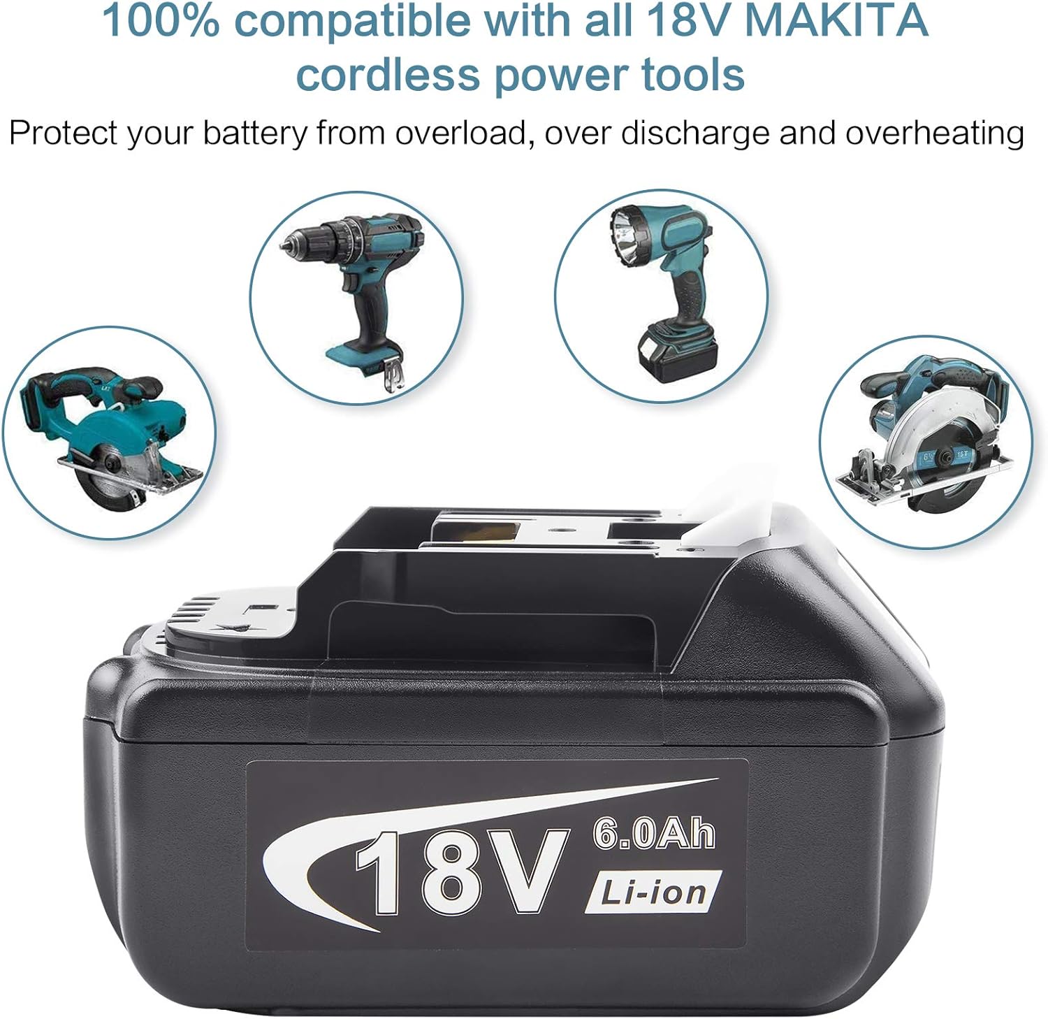 18V 6000mAh Lithium Battery Replacement with LED Indicator N8922