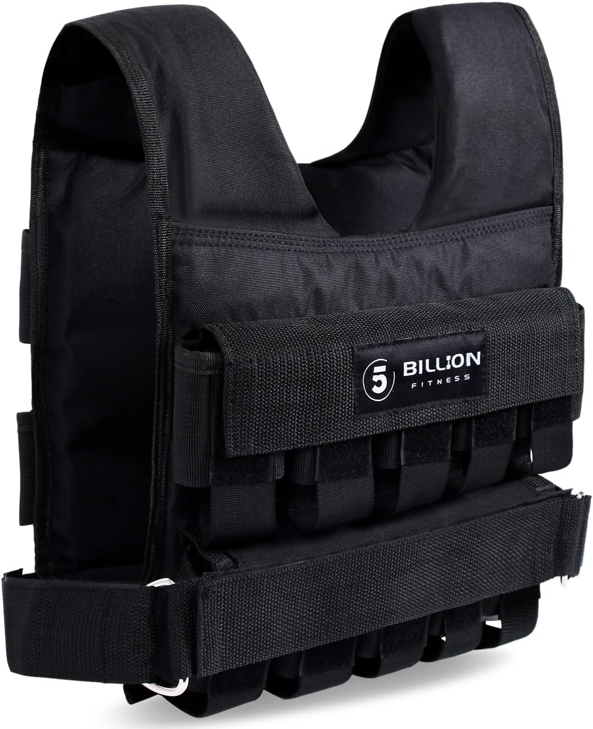 Adjustable Weighted Vest 0-44lbs,5BILLION Weight Vest with Solid Bar Weights,Body Weight Vest for Men Women,Strength Training Workout Vest for Running Pushups Squats,Pockets On the Back and Front