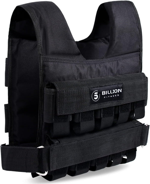 Adjustable Weighted Vest 0-44lbs,5BILLION Weight Vest with Solid Bar Weights,Body Weight Vest for Men Women,Strength Training Workout Vest for Running Pushups Squats,Pockets On the Back and Front