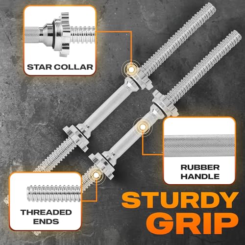 Threaded Dumbbell Handles with Rubber Grip, Fit 1" Plates Z53137