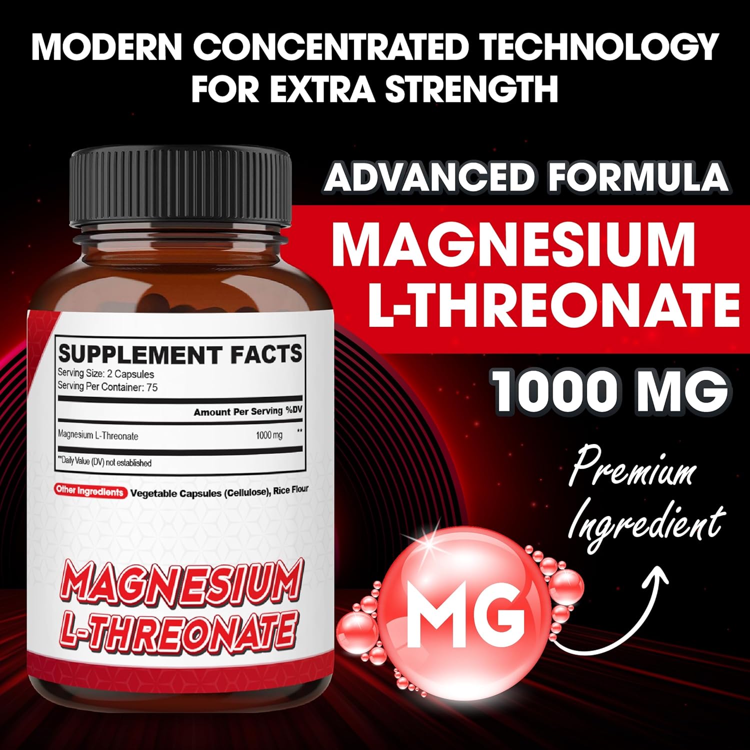 Magnesium L-Threonate Supplement, 150 Pills, Gluten-Free C685