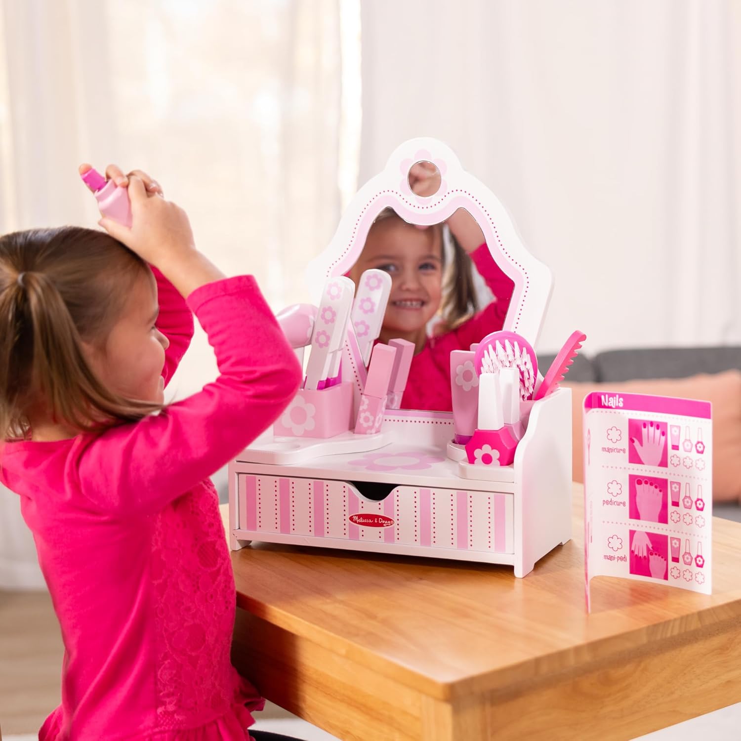 Wooden Beauty Salon Play Set with Vanity and Accessories L2162