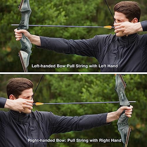 Takedown Recurve Bow 60" for Adults, Outdoor Practice & Hunting D58663