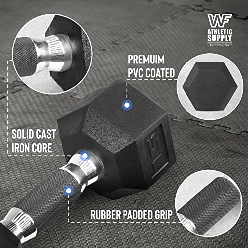 Rubber Encased Hex Dumbbells with Contoured Grip Handle B183