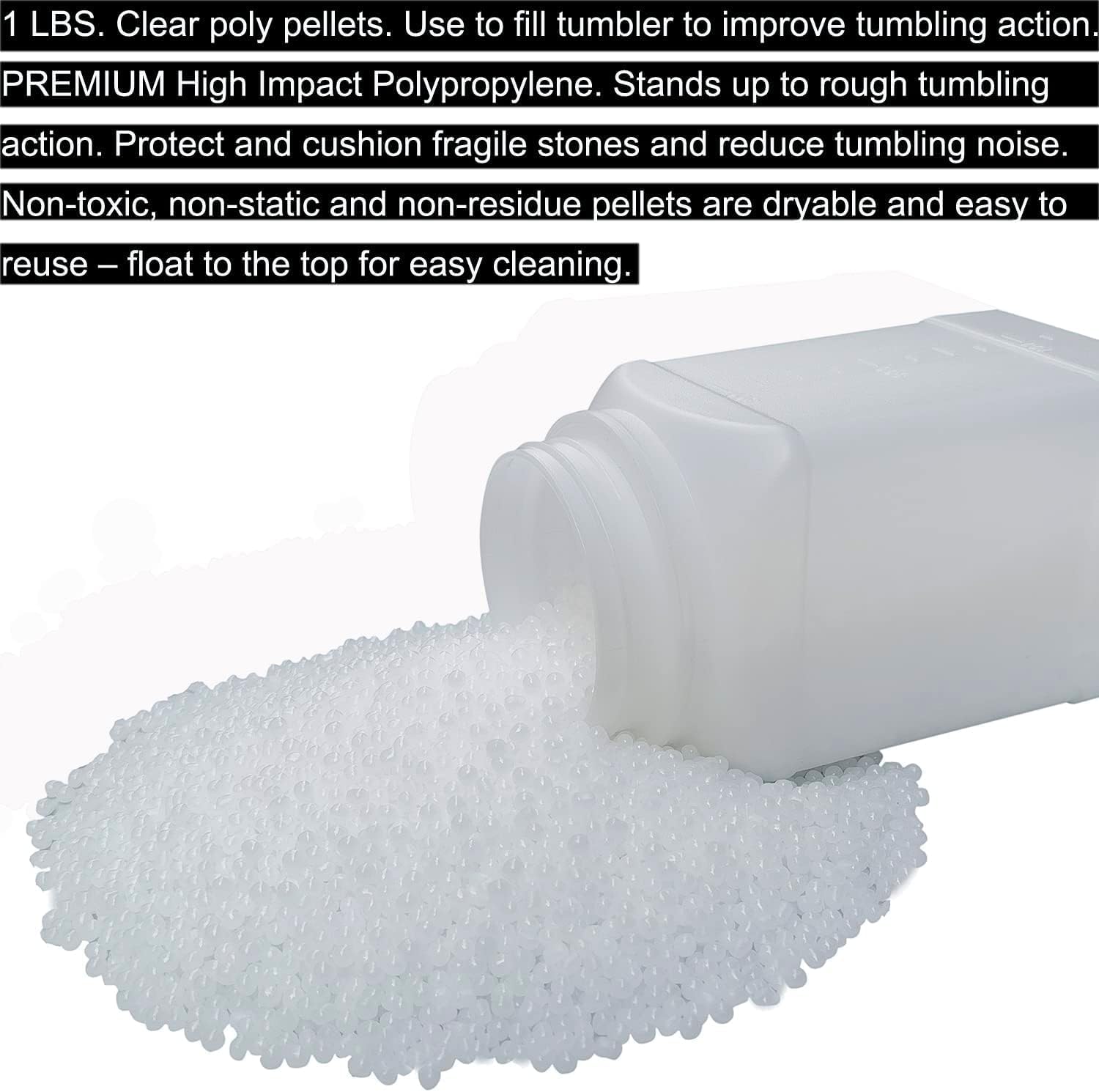 Rock Tumbler Grit Refill Kit - 7 lbs Grits Media + 1 lb Plastic Pellets for Stone Polishing W650580